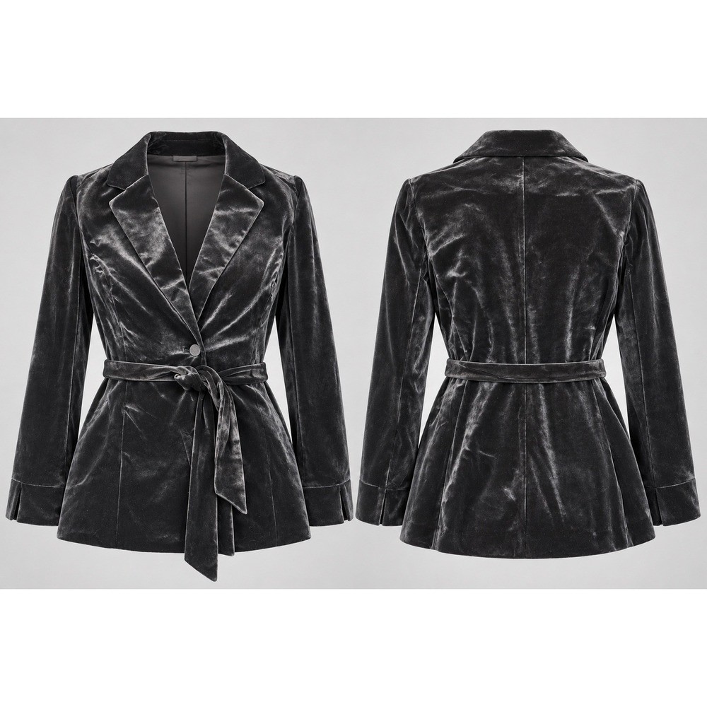J Jill Velvet Blazer Womens Size XL Black Silk Blend One Button Pockets Elegant